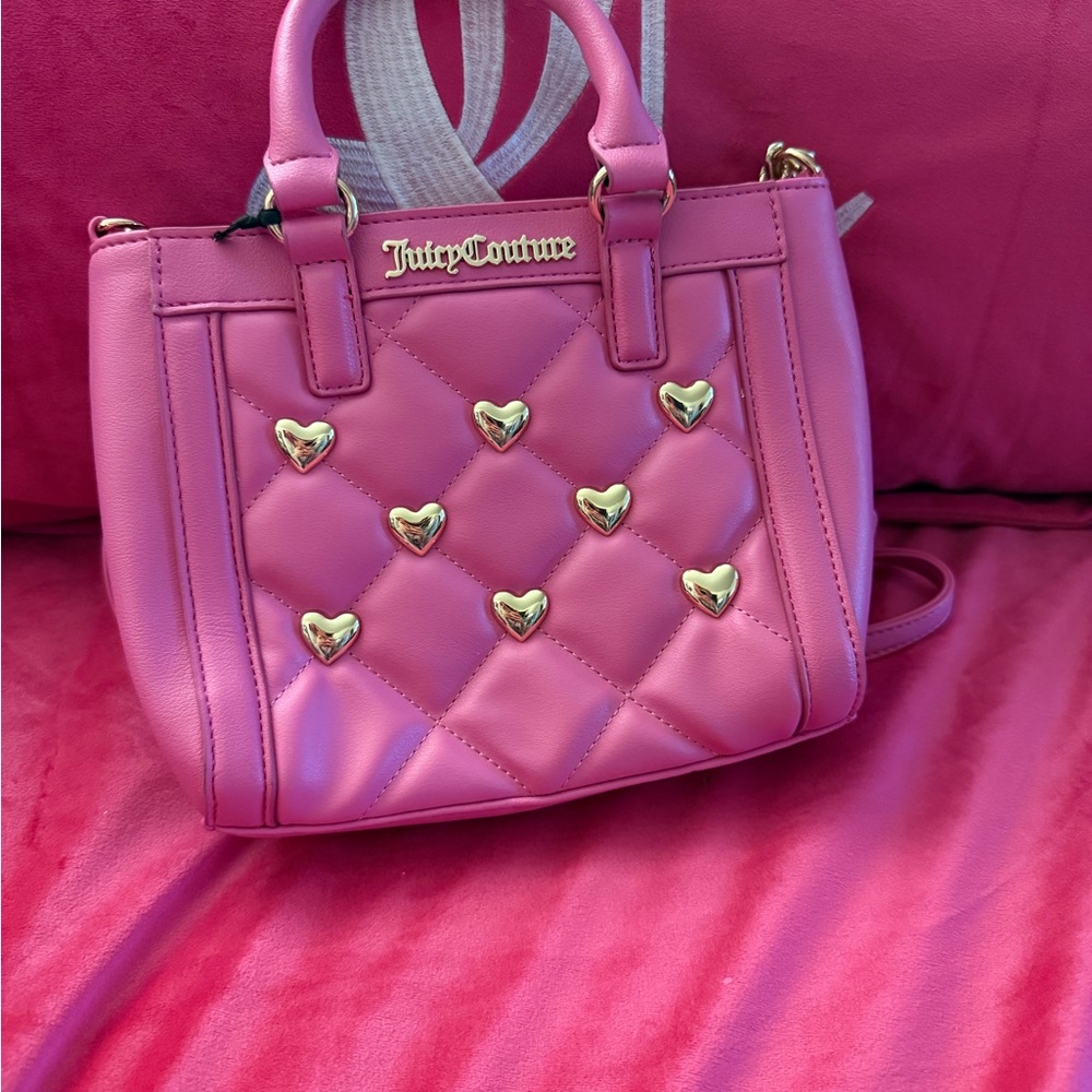 Juicy Couture Pink Mini Bag with Gold Heart Accents